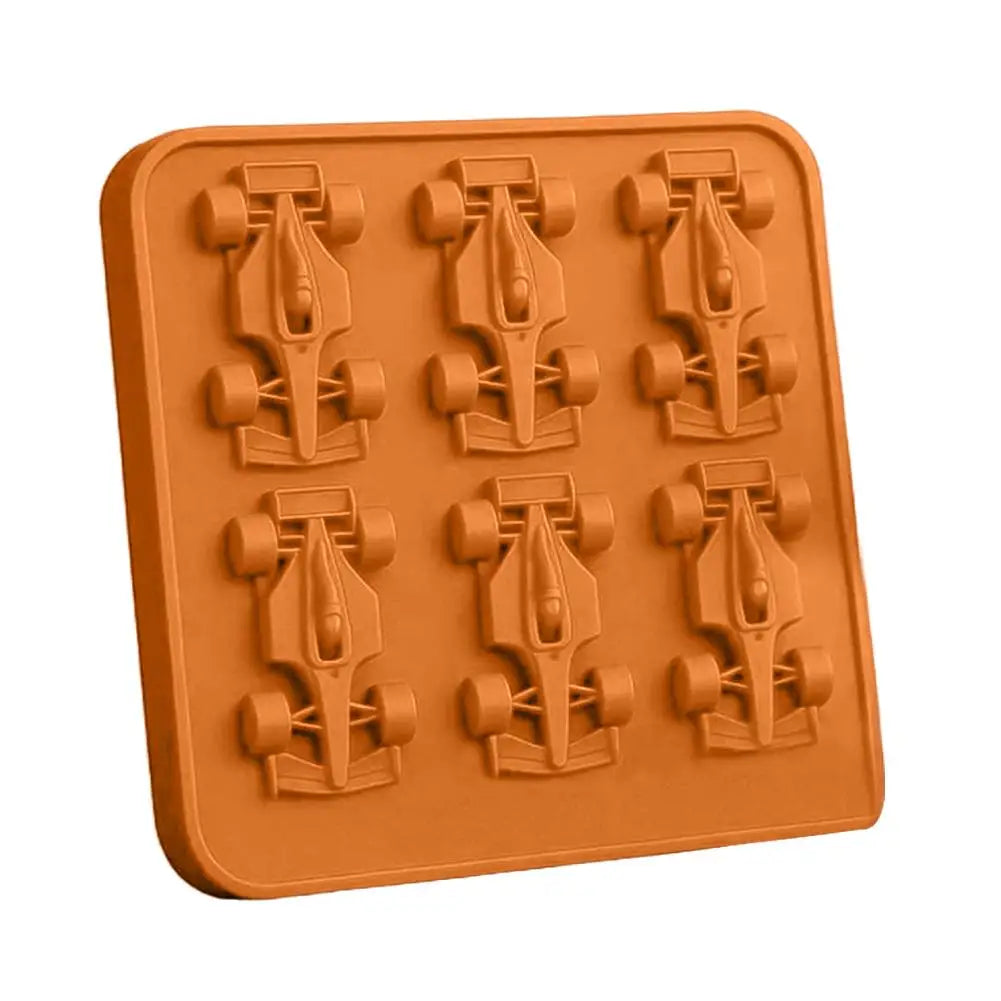 F1 Car Ice Mold, Ice Cube Trays for Freezer with Ice Container, 6-Cavity Formula Racing Car Silicone Molds for Parties, Bars
