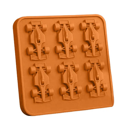 F1 Car Ice Mold, Ice Cube Trays for Freezer with Ice Container, 6-Cavity Formula Racing Car Silicone Molds for Parties, Bars