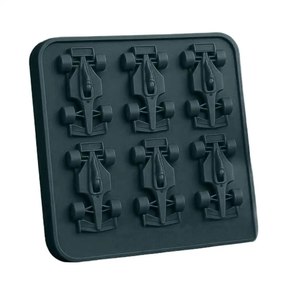 F1 Car Ice Mold, Ice Cube Trays for Freezer with Ice Container, 6-Cavity Formula Racing Car Silicone Molds for Parties, Bars
