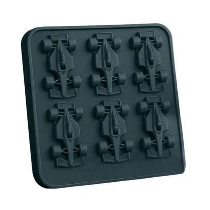 F1 Car Ice Mold, Ice Cube Trays for Freezer with Ice Container, 6-Cavity Formula Racing Car Silicone Molds for Parties, Bars