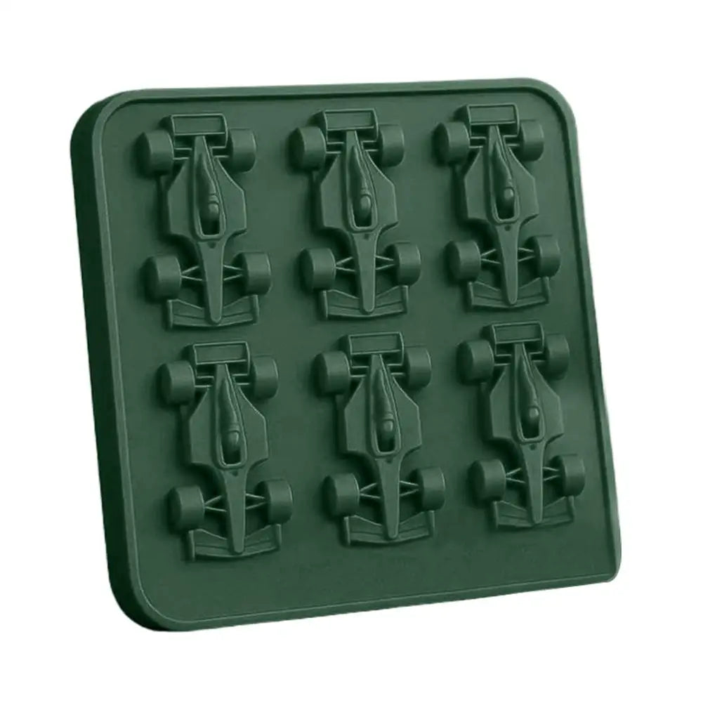 F1 Car Ice Mold, Ice Cube Trays for Freezer with Ice Container, 6-Cavity Formula Racing Car Silicone Molds for Parties, Bars