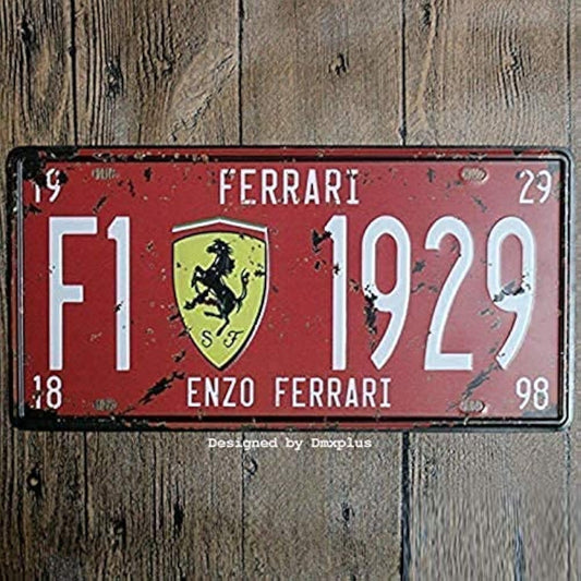 Retro Vintage Funny 6X12 Inch Indoor F1 ENZO Ferrari 1929 Metal Tin Sign Garage License Plate Kitchen Decor Bar Pub Club Cafe Home Restaurant Wall Decor Art Sign Post Gifts for Man(1-Rw-2)