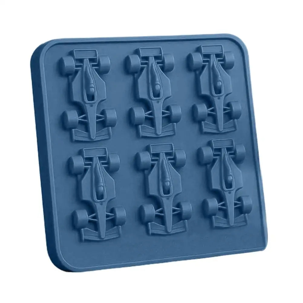 F1 Car Ice Mold, Ice Cube Trays for Freezer with Ice Container, 6-Cavity Formula Racing Car Silicone Molds for Parties, Bars