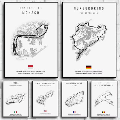 F1 Track Circuit Canvas Painting Wall Art Nordic Posters Aesthetic Motorsport Race Picture for Home Decor