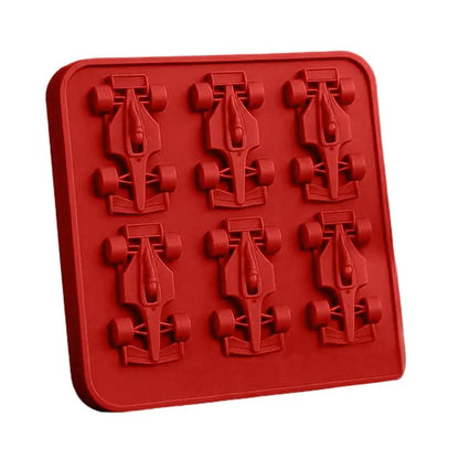 F1 Car Ice Mold, Ice Cube Trays for Freezer with Ice Container, 6-Cavity Formula Racing Car Silicone Molds for Parties, Bars